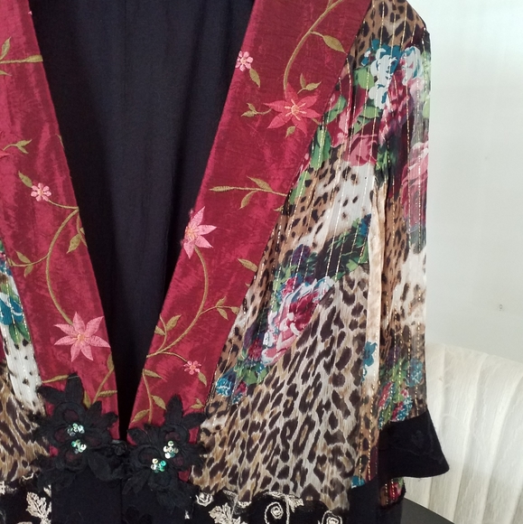 VTG SPENCER ALEXIS JACKET RED LAPEL GOLD LACE XL - Picture 2 of 6